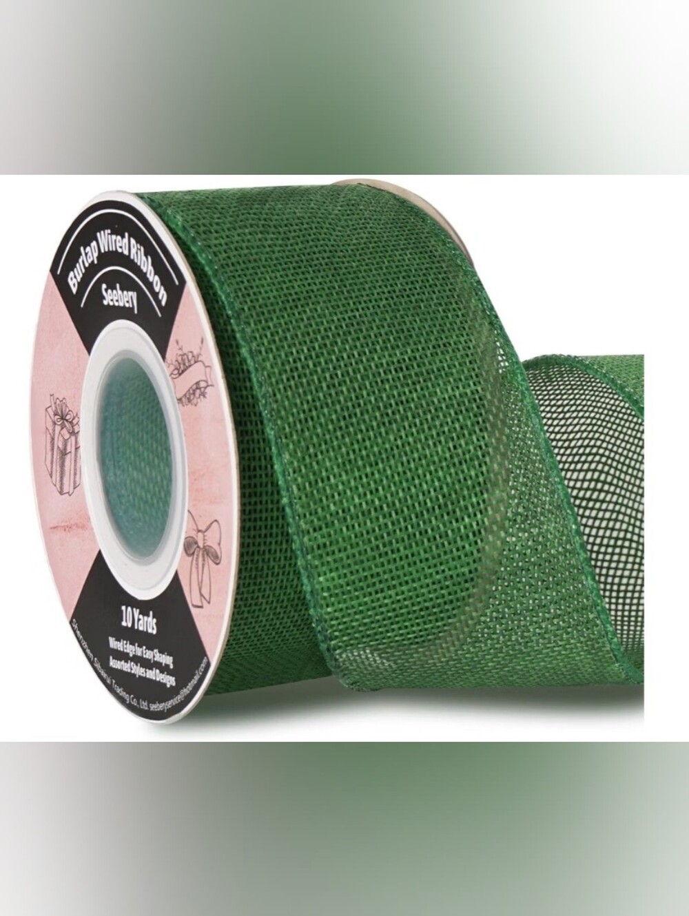 Green Burlap Wired Ribbon 2.5" By 10 Yards